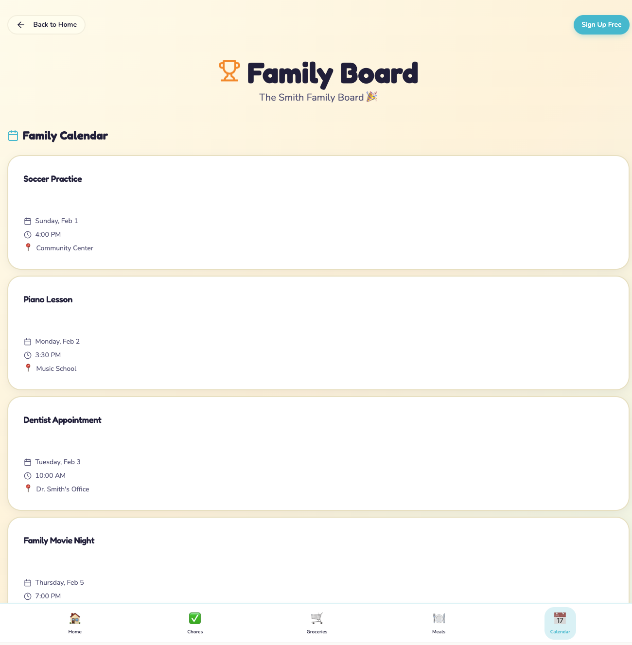 Calendar screenshot